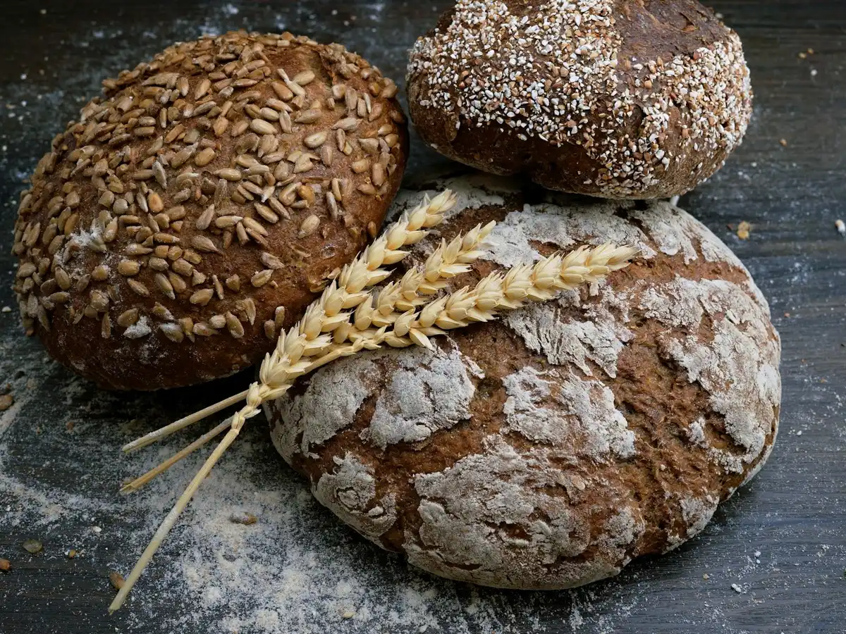 Rustic sourdough loaves dusted with flour